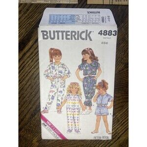 Butterick 4883 Vintage Little Girls Jumpsuit Shorts Pants Size 4-5-6 Uncut FF
